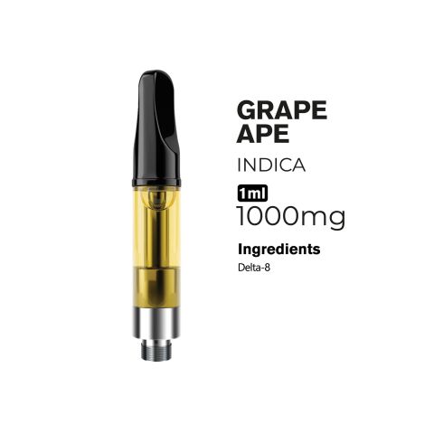 1000mg D8 Vape Cart - Grape Ape - Indica - 1ml - Thumbnail 4
