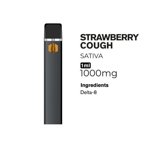 1000mg Delta 8 Vape Pen - Strawberry Cough - Sativa - 1ml - Thumbnail 4