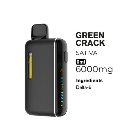 6000mg D8 Vape Pen - Green Crack - Sativa - 6ml - Thumbnail 4