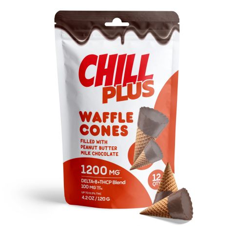 100mg D8, THCP Waffle Cones - Peanut Butter + Milk Chocolate - Thumbnail 2