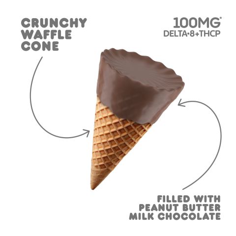 100mg D8, THCP Waffle Cones - Peanut Butter + Milk Chocolate - Thumbnail 4