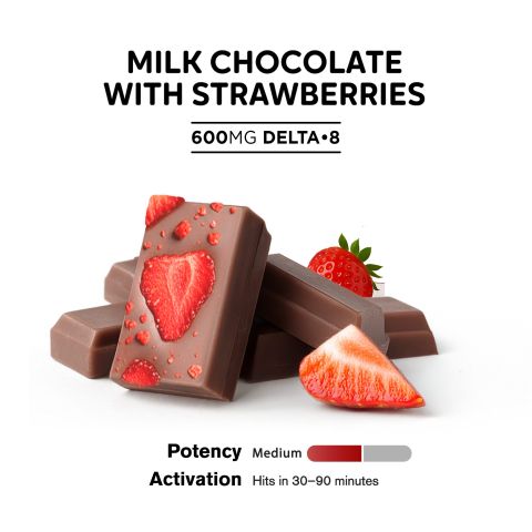600mg Milk Chocolate & Strawberries Bar - Delta 8 - Thumbnail 4