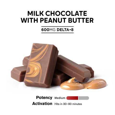 600mg Milk Chocolate & Peanut Butter Bar - Delta 8 - Thumbnail 4