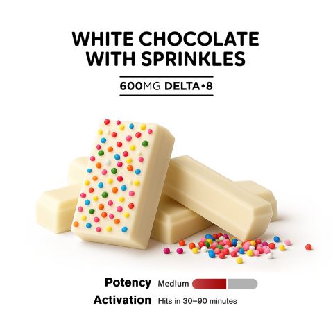 600mg White Chocolate & Sprinkles Bar - Delta 8 - Thumbnail 4