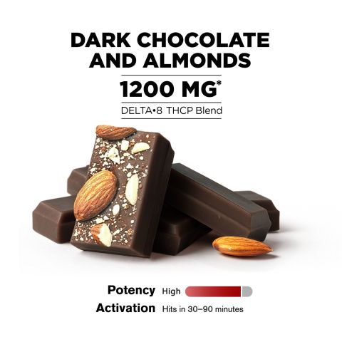 1,200mg Dark Chocolate & Almond Bar - Delta 8 - Thumbnail 4