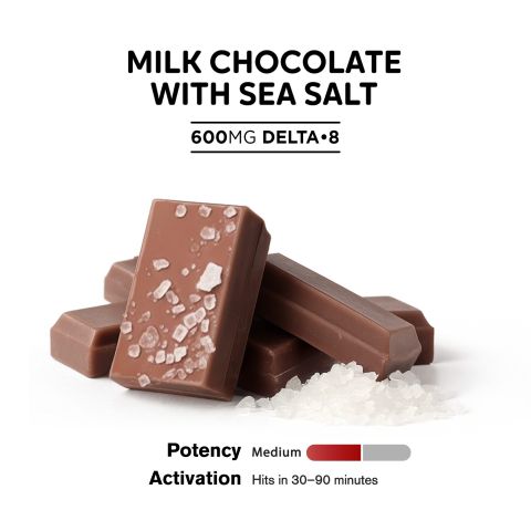 600mg Milk Chocolate & Sea Salt Bar - Delta 8 - Thumbnail 4