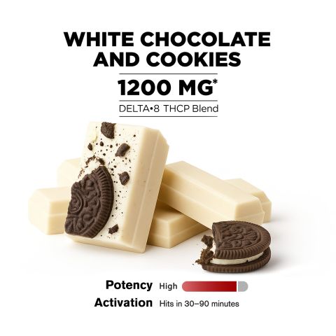 1,200mg White Chocolate & Cookies Bar - Delta 8 - Thumbnail 4