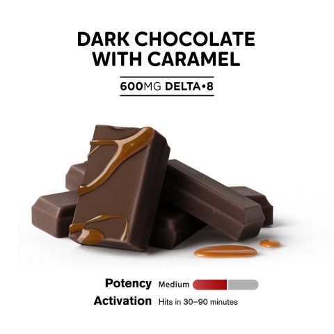 600mg Dark Chocolate & Caramel Bar - Delta 8 - Thumbnail 4