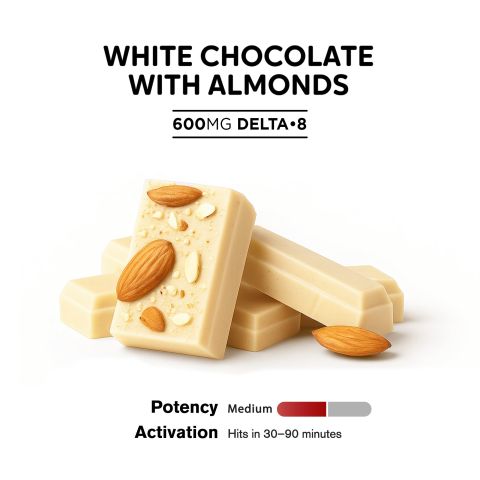 600mg White Chocolate & Almonds Bar - Delta 8 - Thumbnail 4