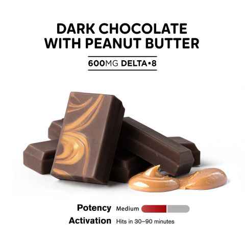 600mg Dark Chocolate & Peanut Butter Bar - Delta 8 - Thumbnail 4