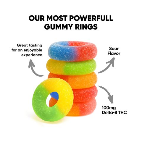 100mg Delta 8 Gummies - Assorted Sour Mix Rings - Thumbnail 2