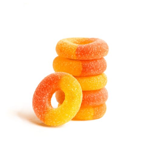 100mg Delta 8 Gummies - Peach Sour Rings - Thumbnail 1