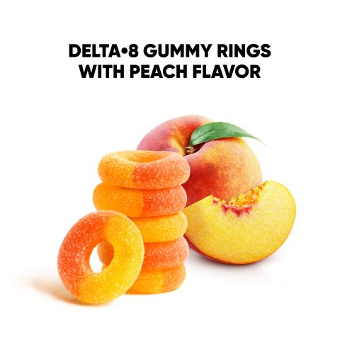 100mg Delta 8 Gummies - Peach Sour Rings - Thumbnail 5