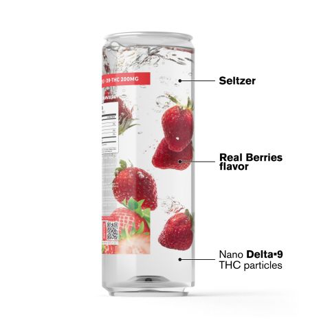 200mg Strawberry THC Seltzer - D9 Nano - Fresh - Thumbnail 3