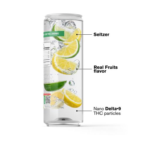 200mg Lemon Lime THC Seltzer - D9 Nano - Fresh - Thumbnail 3
