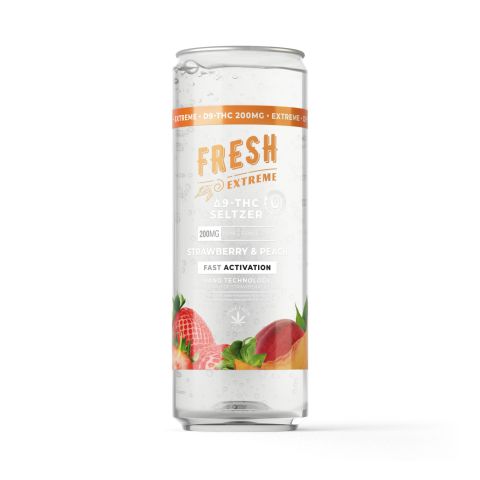 200mg Strawberry & Peach THC Seltzer - Delta 9 Nano - Fresh - Thumbnail 1