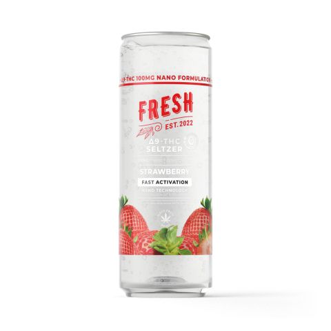 100mg Strawberry THC Seltzer - D9 Nano - Fresh - Thumbnail 1
