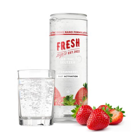 100mg Strawberry THC Seltzer - D9 Nano - Fresh - Thumbnail 2