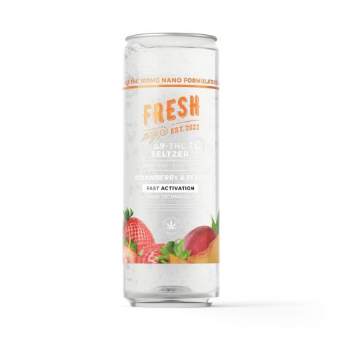 100mg Strawberry & Peach THC Seltzer - D9 Nano - Fresh - Thumbnail 1