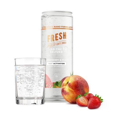 100mg Strawberry & Peach THC Seltzer - D9 Nano - Fresh - Thumbnail 2