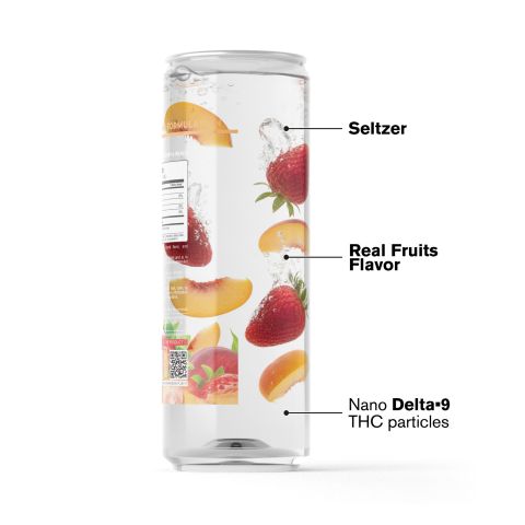 100mg Strawberry & Peach THC Seltzer - D9 Nano - Fresh - Thumbnail 3