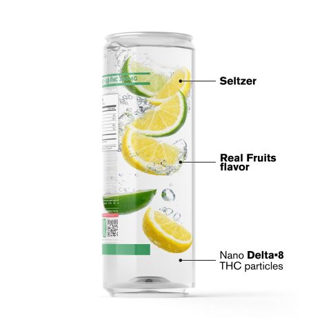 300mg Lemon Lime THC Seltzer - D8 Nano - Fresh - Thumbnail 3