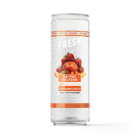300mg Strawberry & Peach THC Seltzer - D8 Nano - Fresh - Thumbnail 1