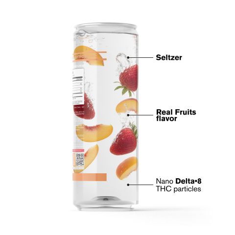 300mg Strawberry & Peach THC Seltzer - D8 Nano - Fresh - Thumbnail 3