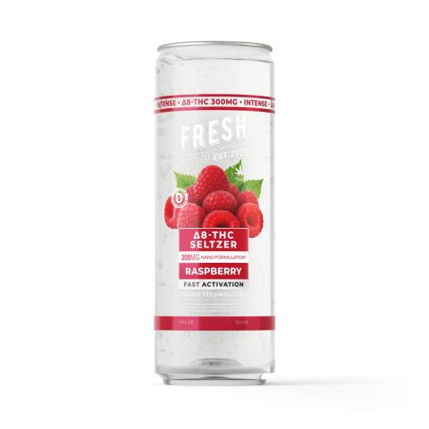 300mg Raspberry THC Seltzer - D8 Nano - Fresh - Thumbnail 1