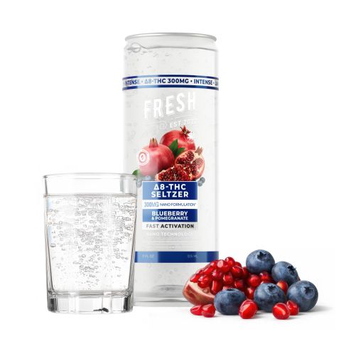 300mg Blueberry & Pomegranate THC Seltzer - D8 Nano - Fresh - Thumbnail 2