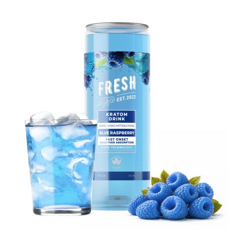 50mg Mitragynine, Nano, Kratom Electrolyte Drink - Blue Raspberry - Fresh - Thumbnail 2